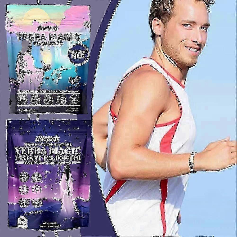 Yerba Mate Instant Tea Powder, Peach Mango Flavors, Natural Tea Mate With Prebiotics AA