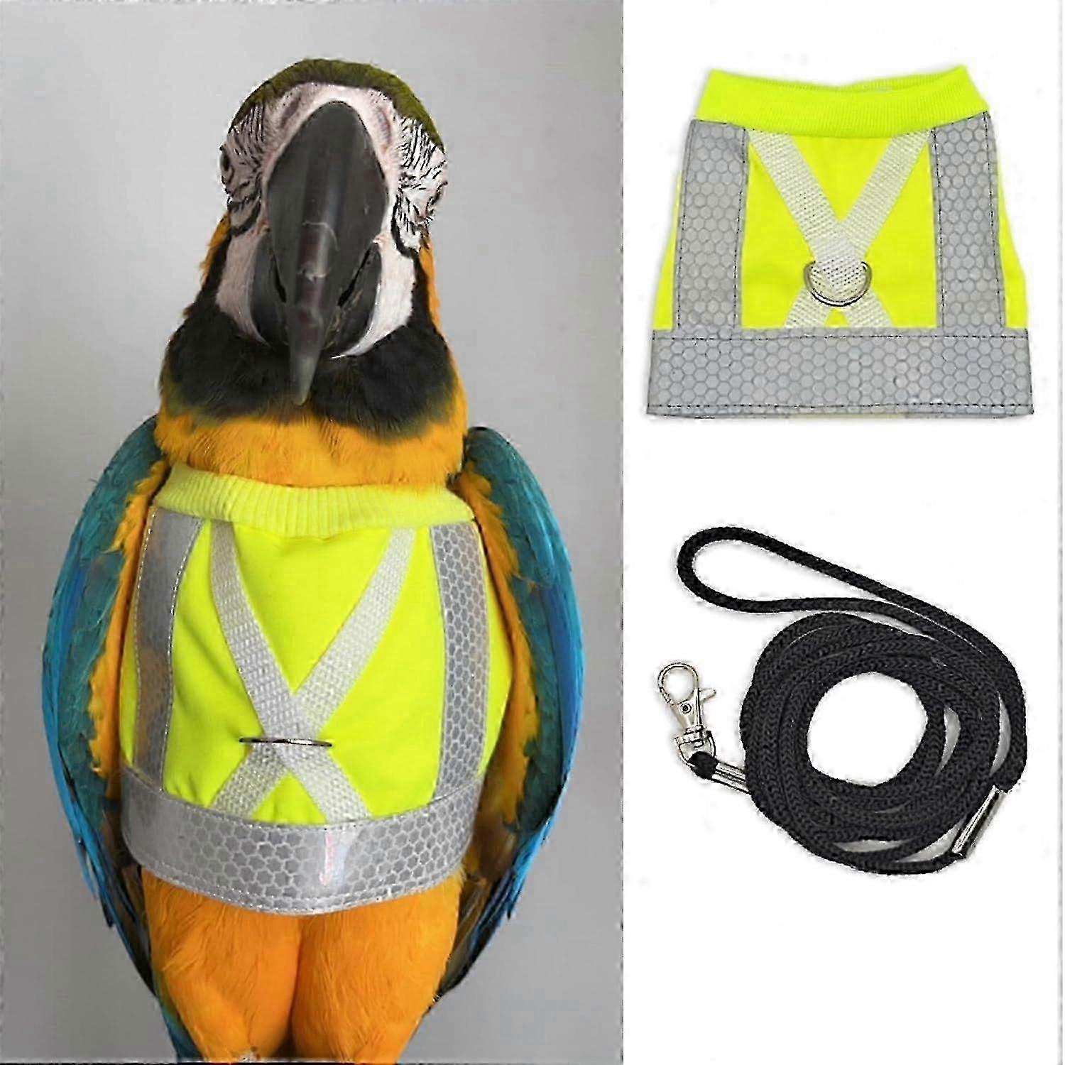 Bird Harness and Leash Set - Reflective Vest Adjustable Flight Training Suit for