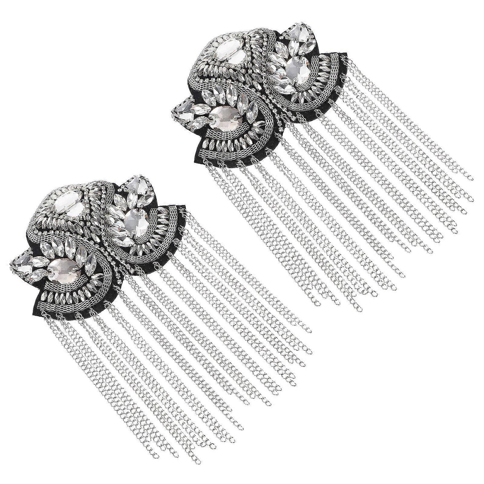Epaulets Shoulder Board for Decoration 1Pair Silver Vintage Metal Badge