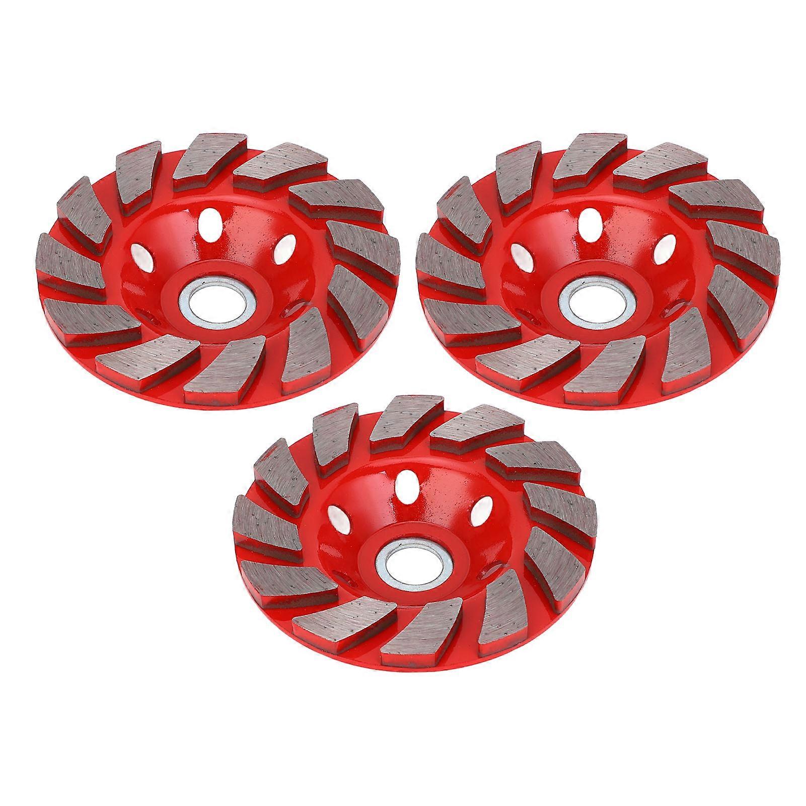 3Pcs 100mm Carmine 12-Segment Concrete Grinding Wheels for Angle Grinder