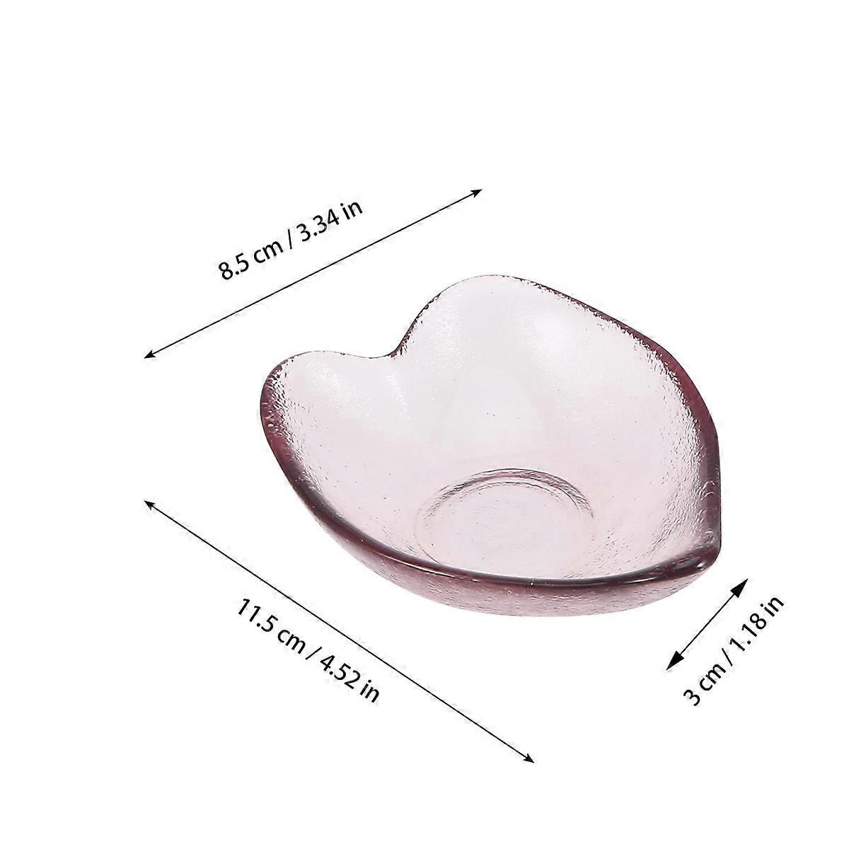 طبق صلصة زجاجية طبق على شكل قلب للاستخدام الغذائي 3 قطع أدوات المائدة الوردية