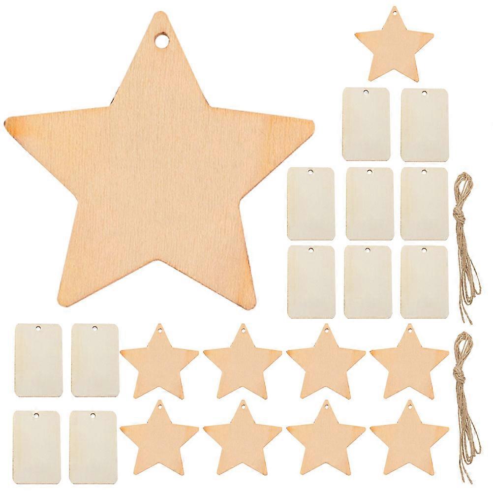 Hand-Painted Diy Chips Square and Star Shapes for Christmas Ornaments Made of Wood Assorted Color for Crafting 100 Sets