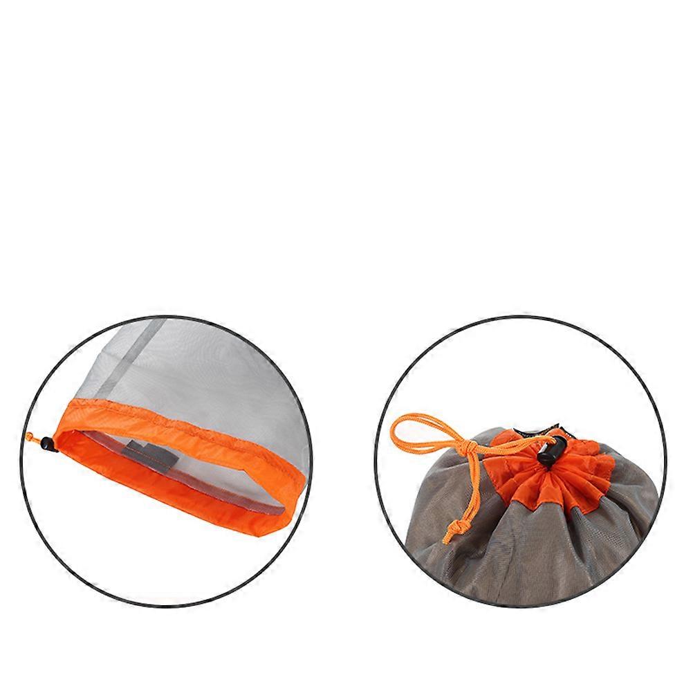 Orange Drawstring Net Bag for Storage Use Lightweight Nylon Mesh Pouch