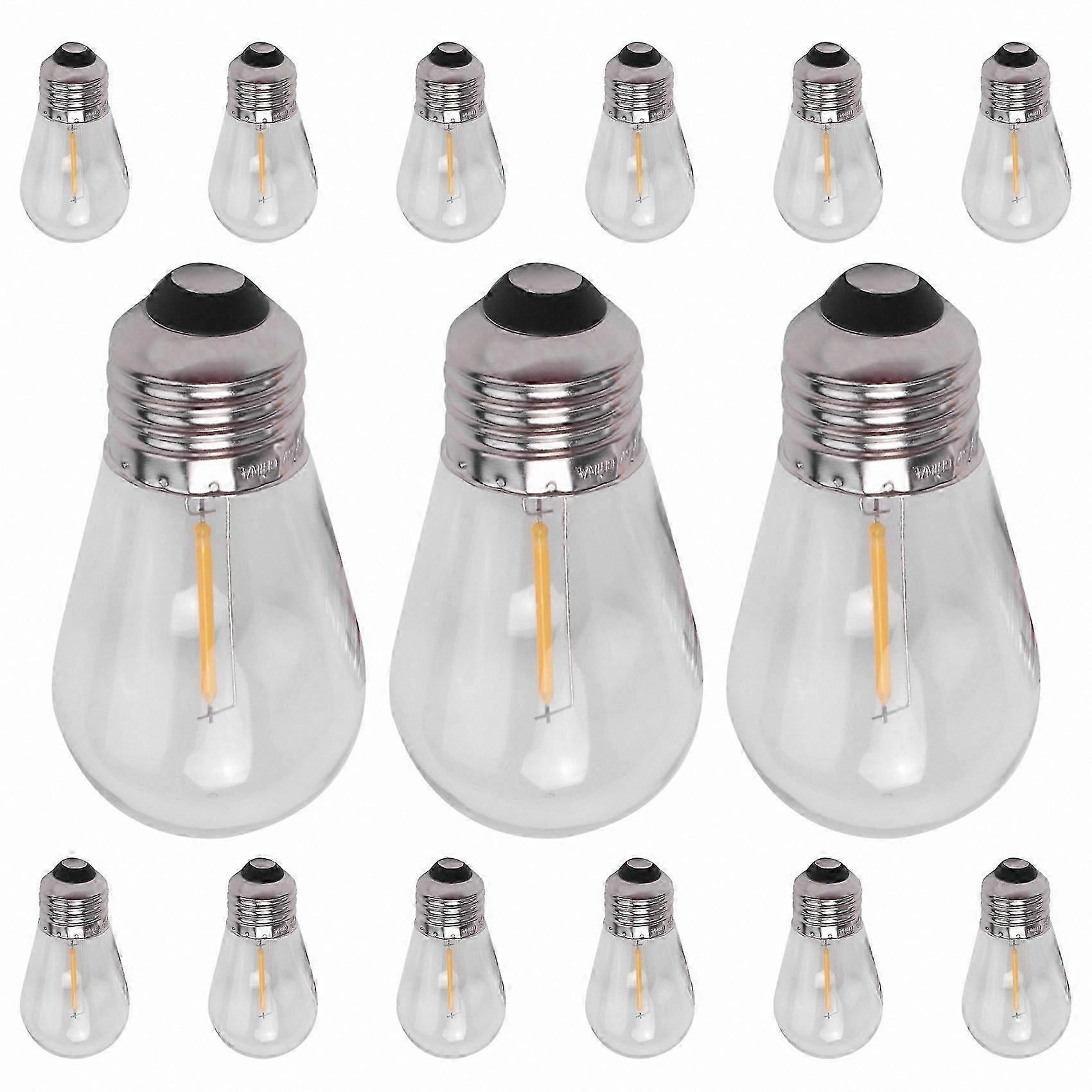 Warm White 3V LED S14 Bulbs, Shatterproof Solar String Lights Replacement for Outdoor Use, 15 Pack