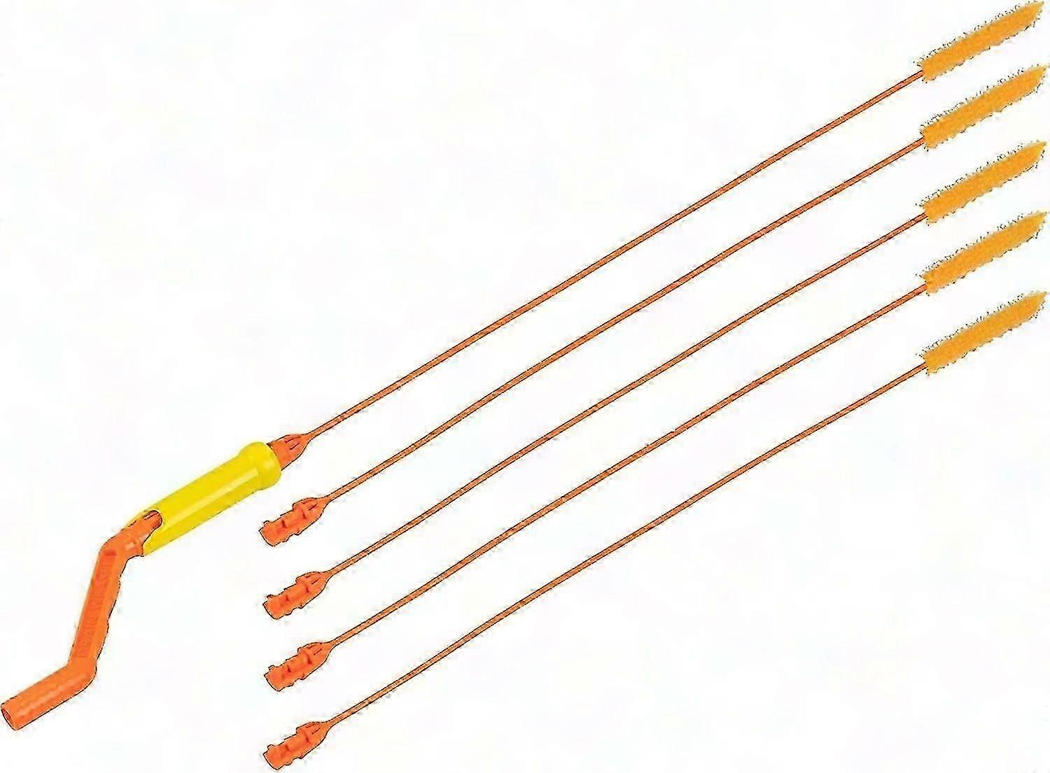 Drain Snake Cleaner Tool - 25.6 Inch Hair Clog Remover with Rotating Handle & 3 Attachments