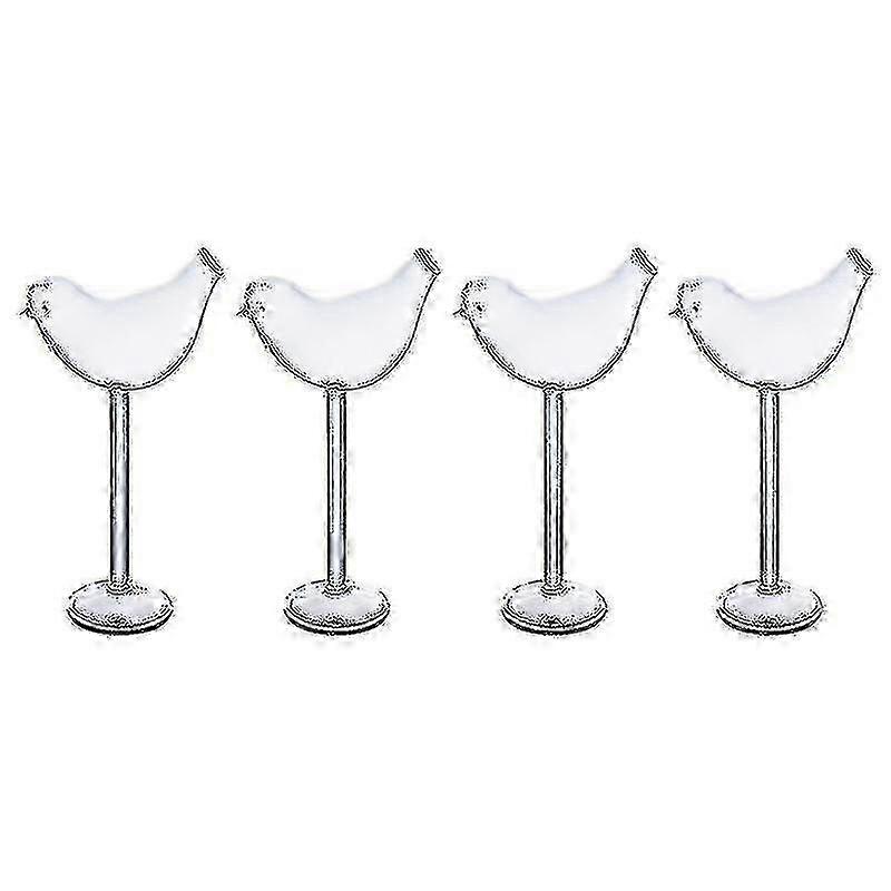 Set of 4 Bird Shape Cocktail Glasses Wine Cups Goblets (transparent)