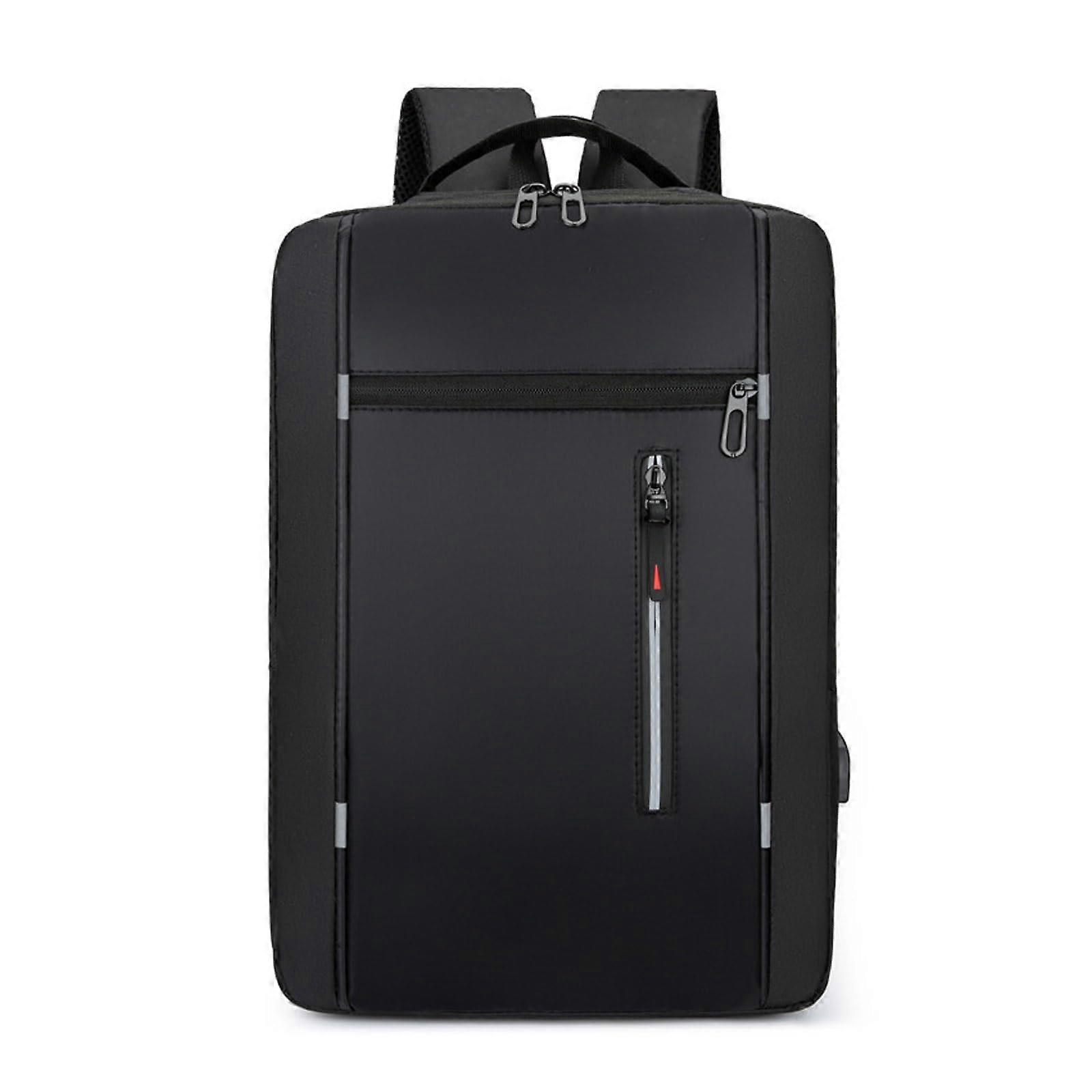 Men Business Backpack Laptop Backpack Airline Approved CarryOn USB Port Durable Polyester Black