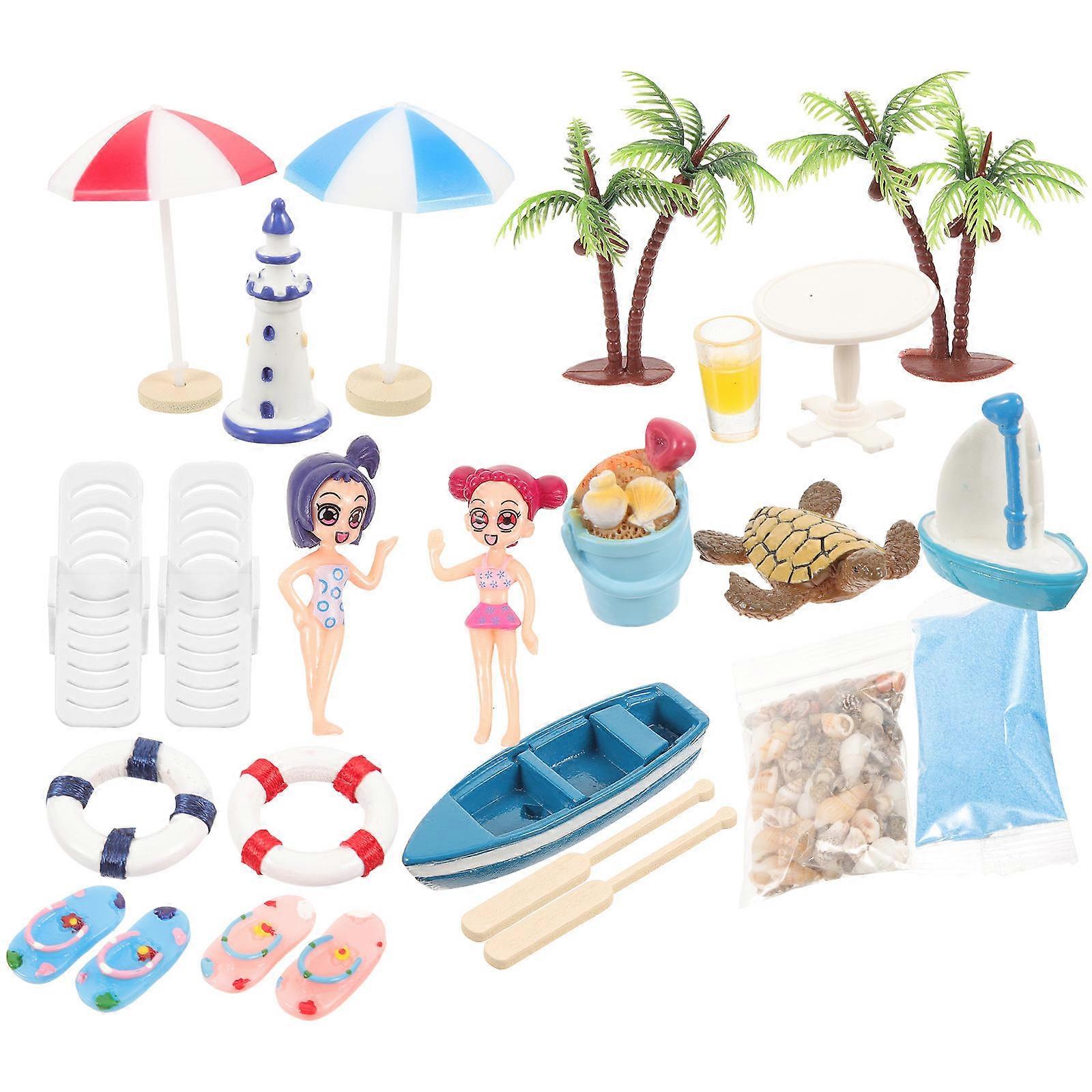 Micro Beach Accessories Mini House Beach Ornament for Display 1Set