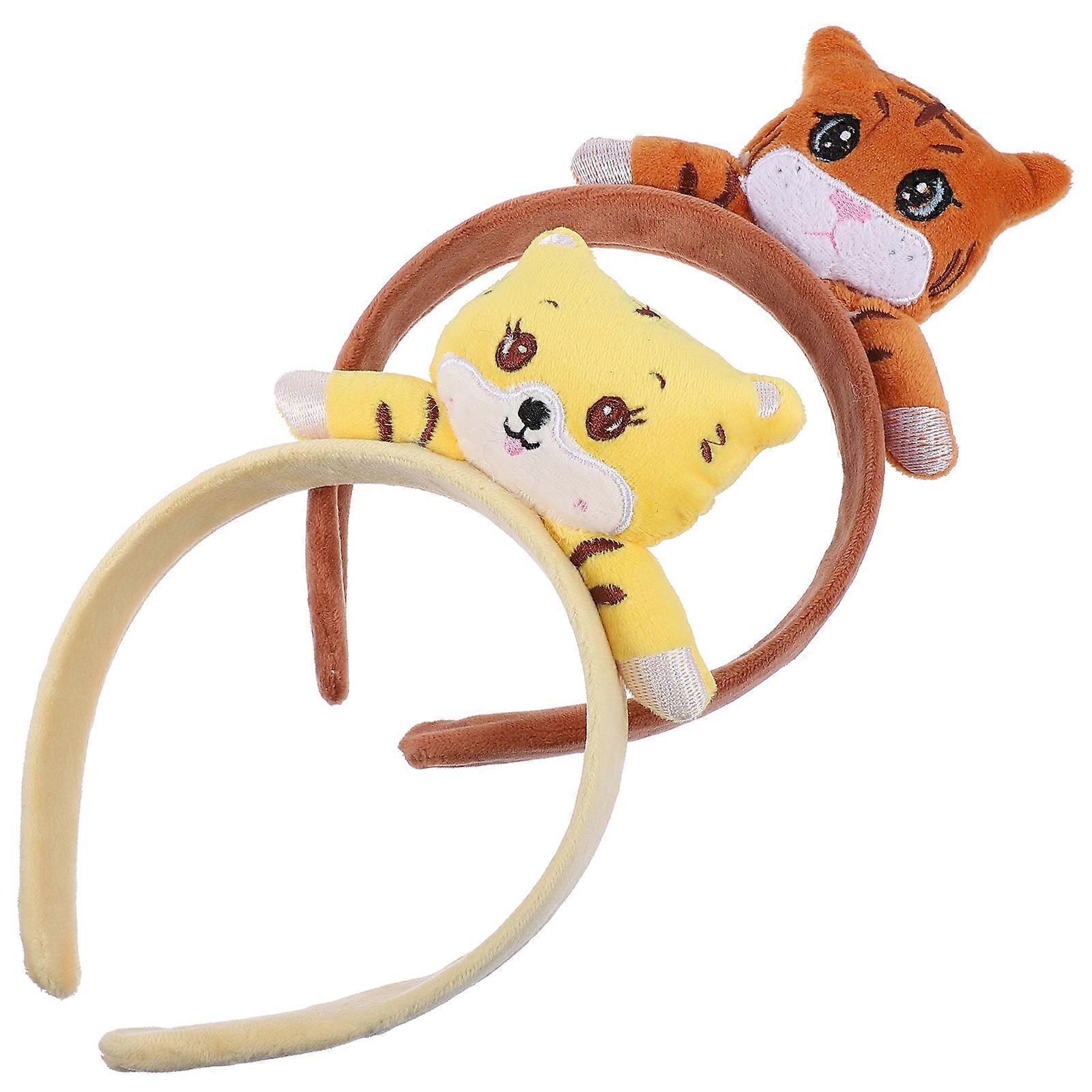 Tiger Doll Headbands for Decoration 2Pcs Children Plush Assorted Color Hair Clips