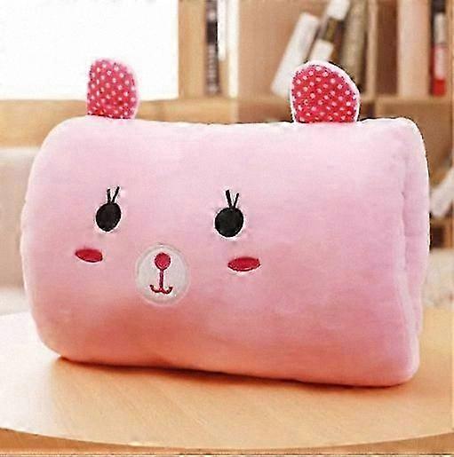 Soft Plush Pillow with Cute Cartoon Pattern and Hand Warmer Function for All Age Groups