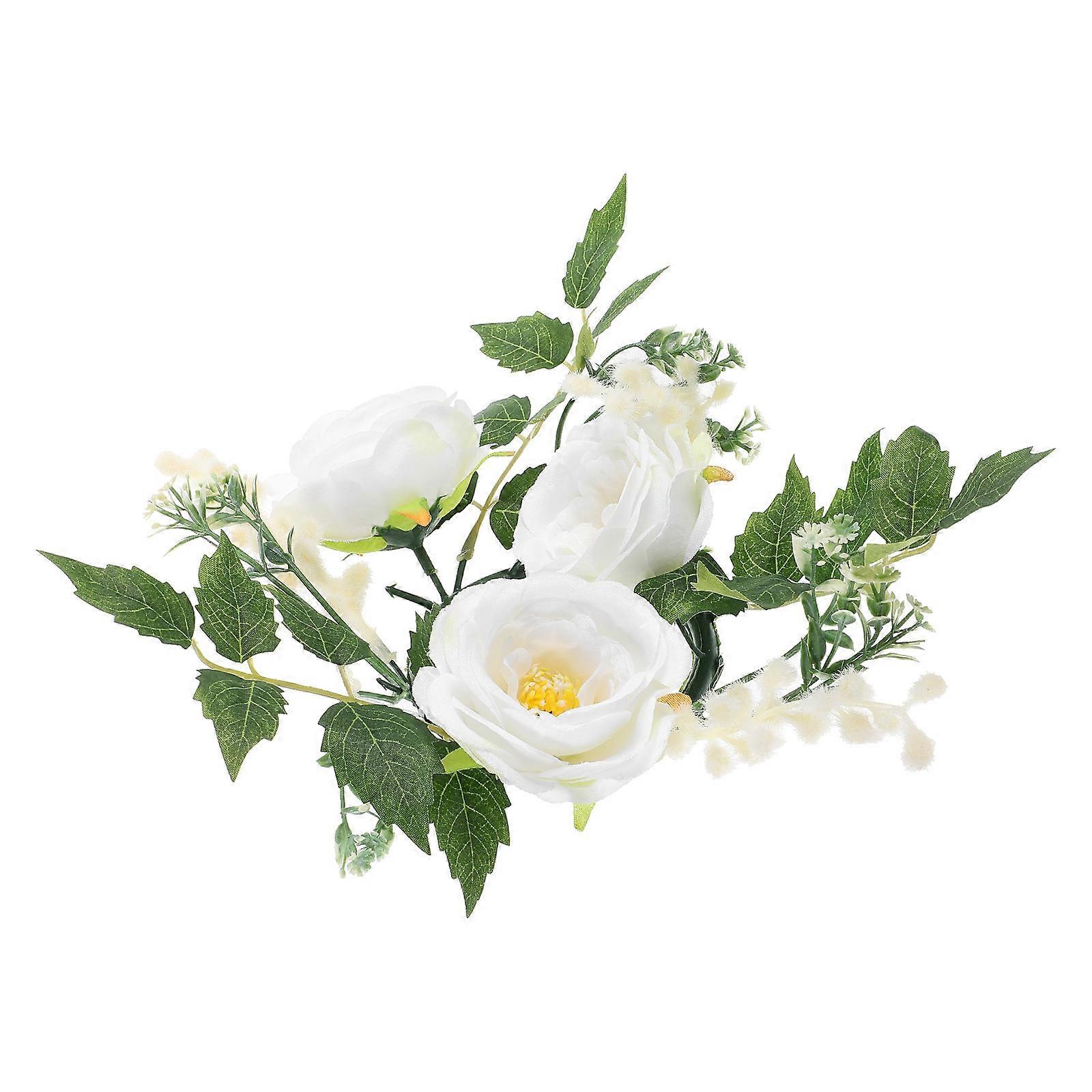 Candle Ring Artificial Flower Wreath for Decoration 2Pcs Pillar Candle Ring