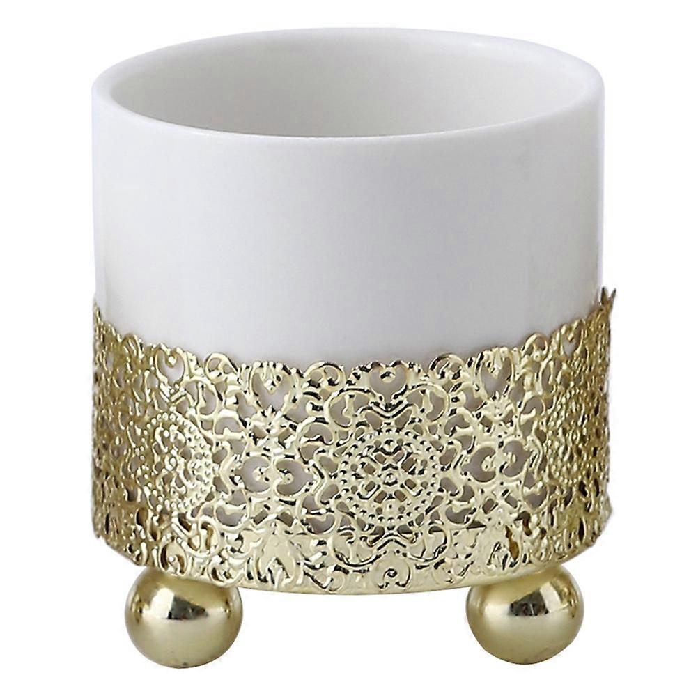 Practical Flower Holder Iron Gilding for Home 2Pcs Elegant Planter Golden