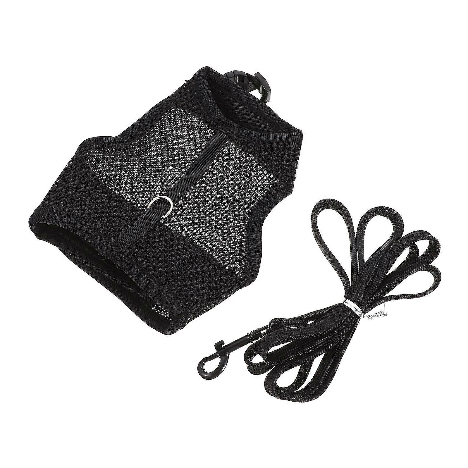 Breathable Rabbit Harness Leash for Bunny Walking Includes 4Sets Black