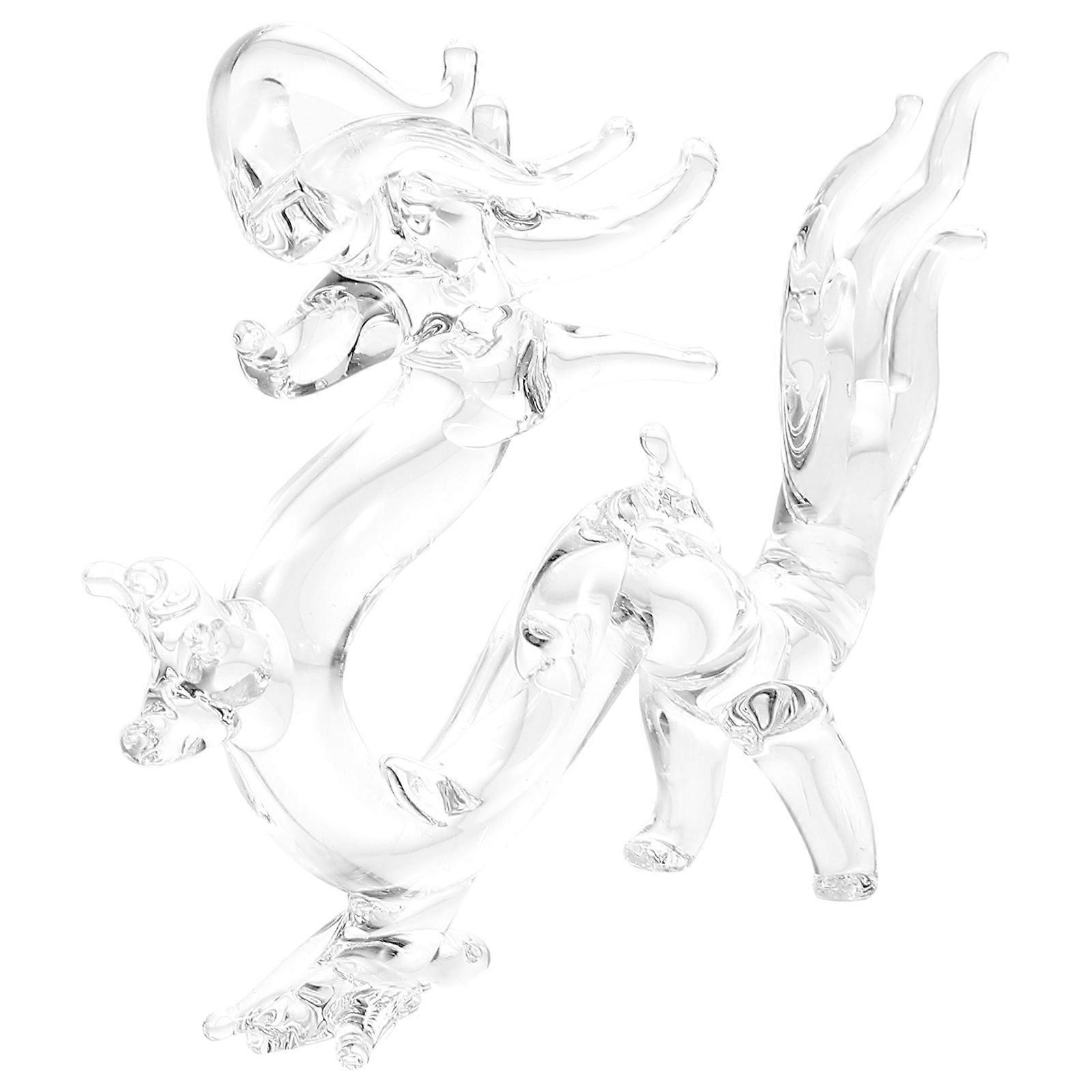 Crystal Dragon Figurine Creative Decor for Desktop 2Pcs Pack