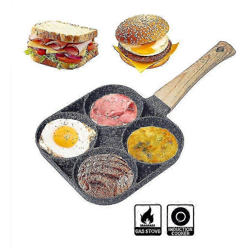 4 Hole Frying Pot Pan Thickened Omelet Pan Non-stick Egg Pancake Steak Pan perfect quality 2025