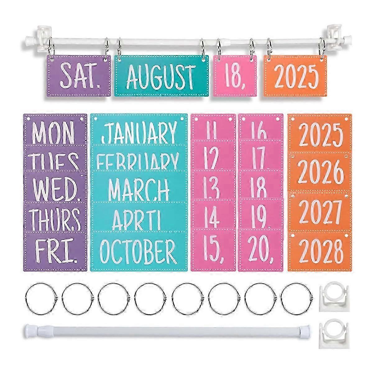 Bulletin board flip calendar set includes 54 date cards