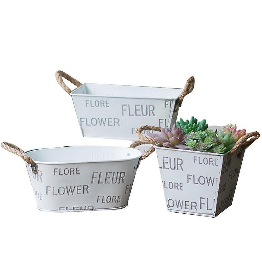 Flower Holder Iron Flower Pot Simple for Storage 6Pcs White Set