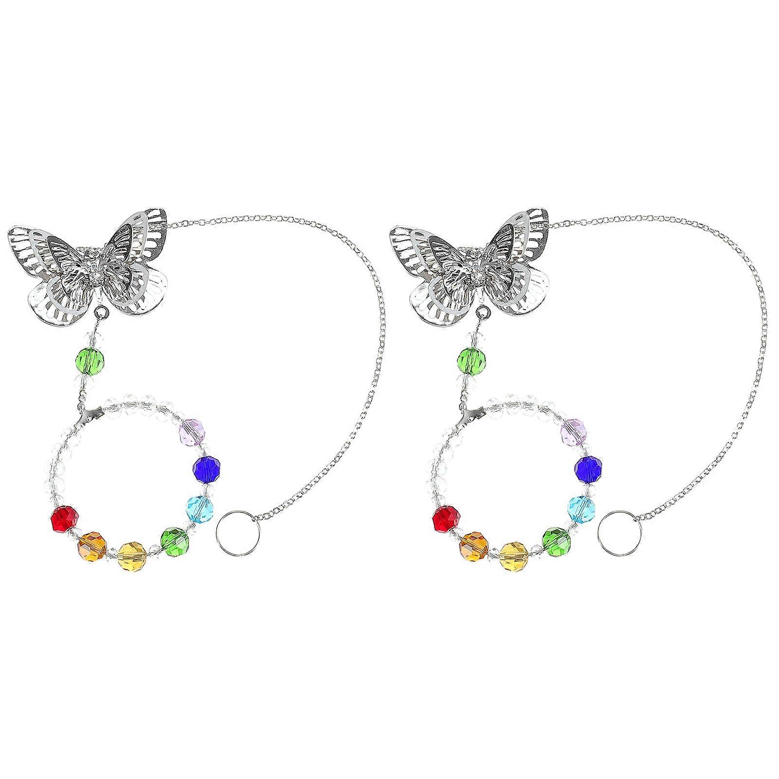 Crystal Butterfly Pendant for Home Decor 4Pcs Creative Ring Set