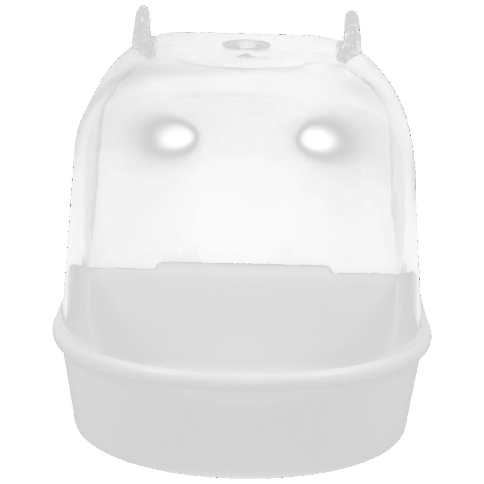 Parrot Bath Covered Caged Bird Bath for Birds 2Pcs White Plastic