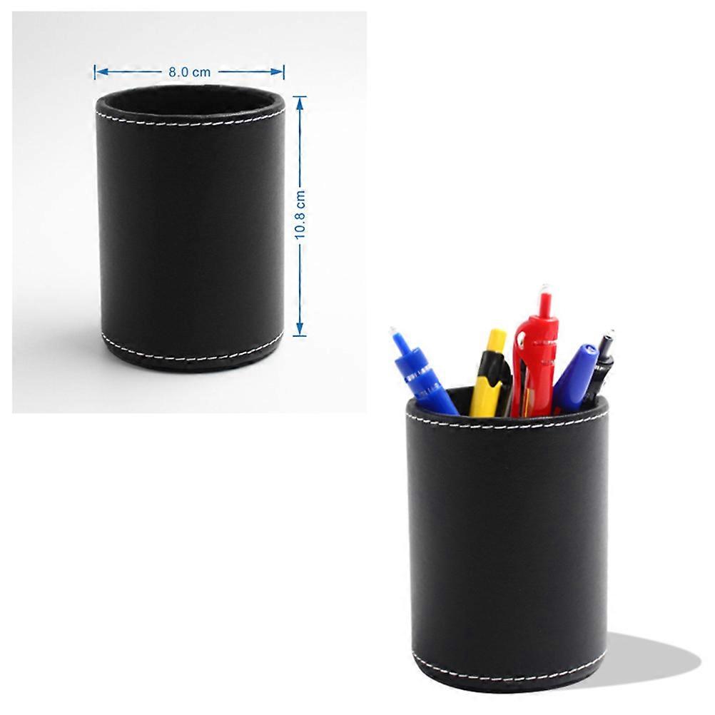 Pencil Container 1Pack Round Shape Desk Organization Storage Box For Home Office Black