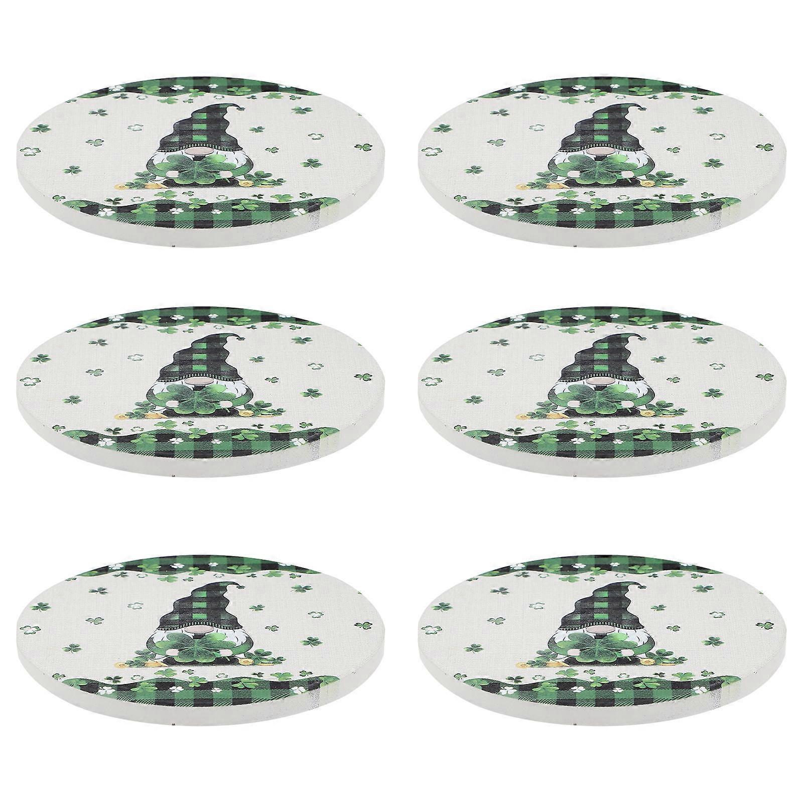 Table Coasters St Patrick Theme Style Cup Mats Assorted Color Cork Material Square Home Decoration 6Pcs
