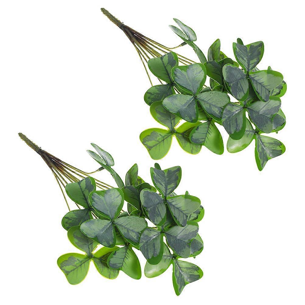 Artificial Shamrock Bunch Green Silk Flower for Decoration with DIY Shamrock Picks