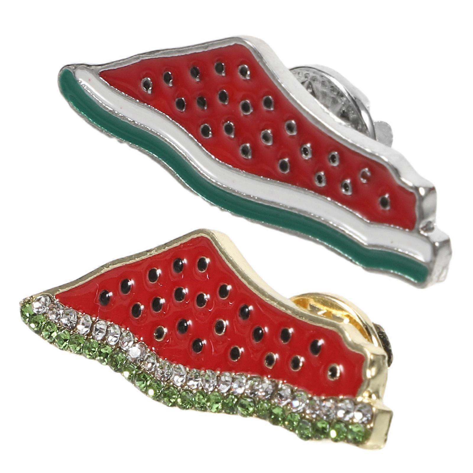 Enamel Badge Watermelon Fruit Brooch for Hat Containing 10Pcs Pins