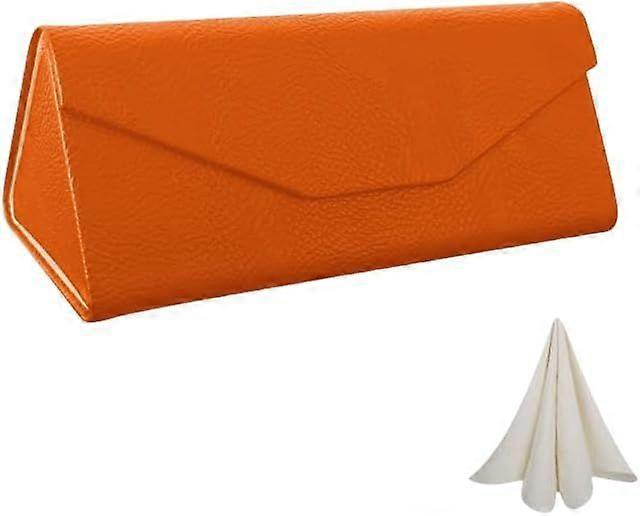 Triangular Foldable Glasses Case Magnetic Closure Upgraded Leather & Metal Foil