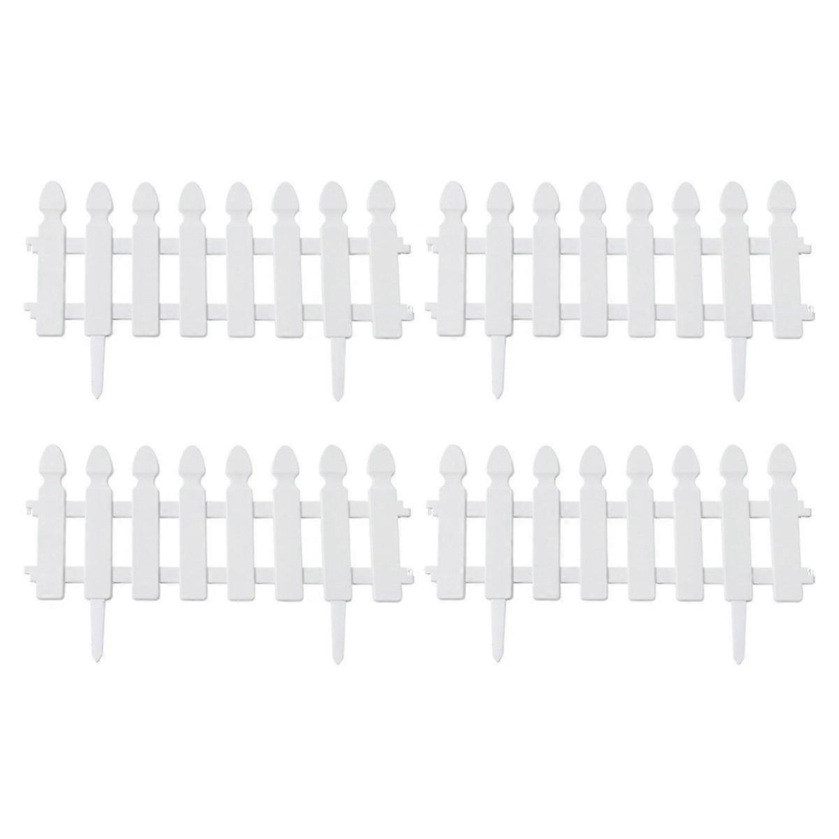 Plastic Picket Garden Fence Path Border, Set of 4