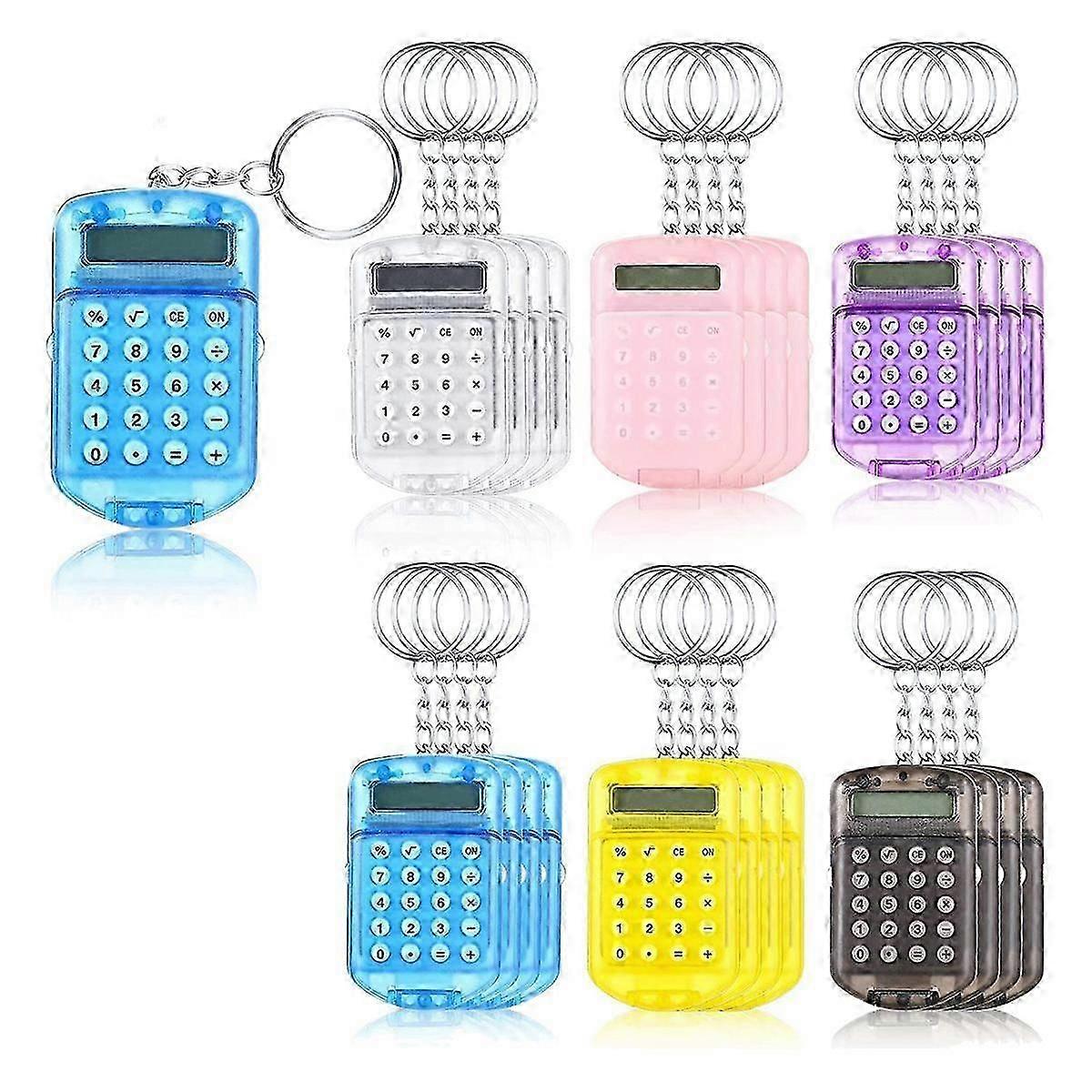 24 Pcs Pocket Calculator Key Ring for Kids Mini Clear Flip Portable Calculator 8 Digit Electronic C!ZZ39
