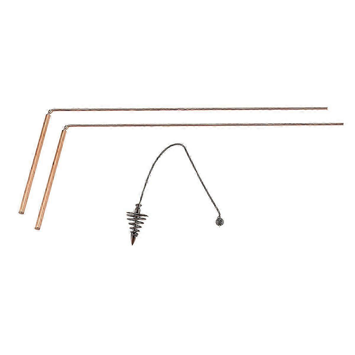 2Pcs Flexible Copper Dowsing Rods with Pendulum