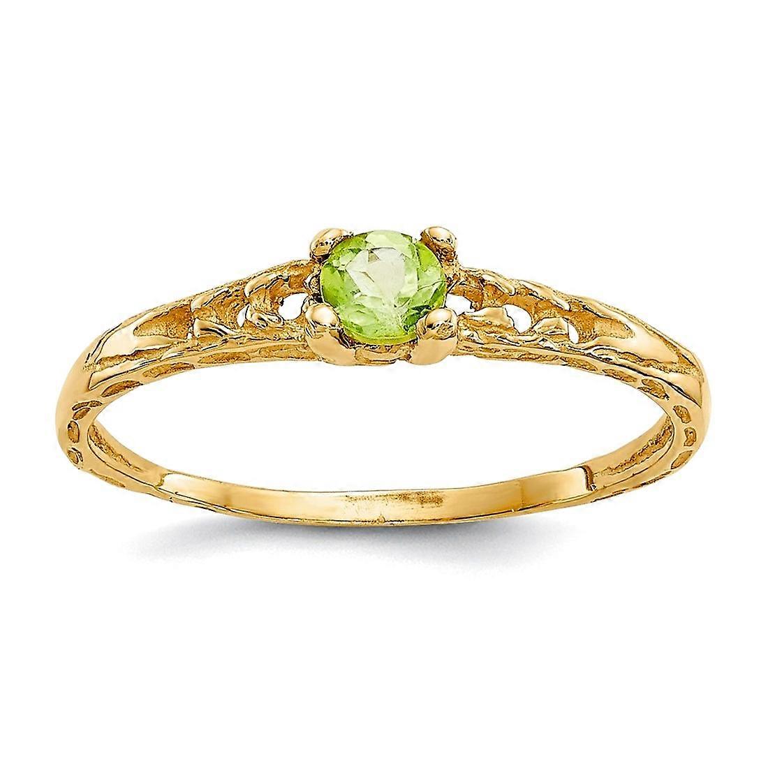 10k Solid Gold 3mm Peridot Ring Size 3.00-Ring - .6 Grams