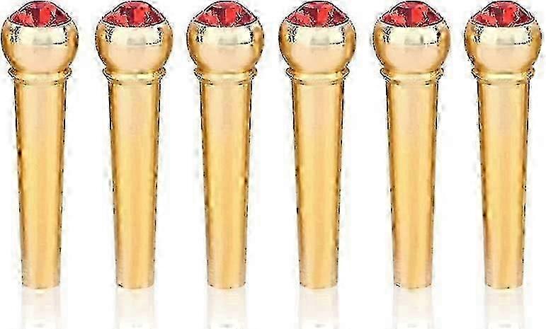 6-pack stallstift för gitarr, mässingsstift för stallstift med kristallglasprick för akustisk gitarr (vit)