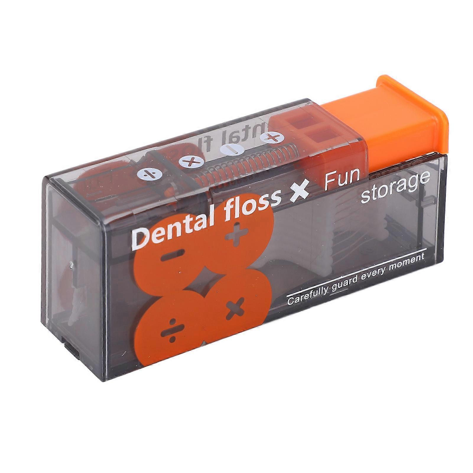 Dental Floss Dispenser Auto Popping Small Portable Floss Pick Case with 10 Flosses for Travel Hotel Black Orange 