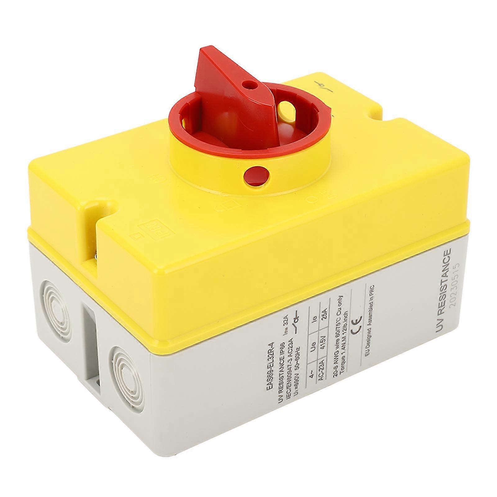 Solar Disconnect Switch 4P 415V 25A PV Isolator Switch IP66 Waterproof Box for Outdoor 