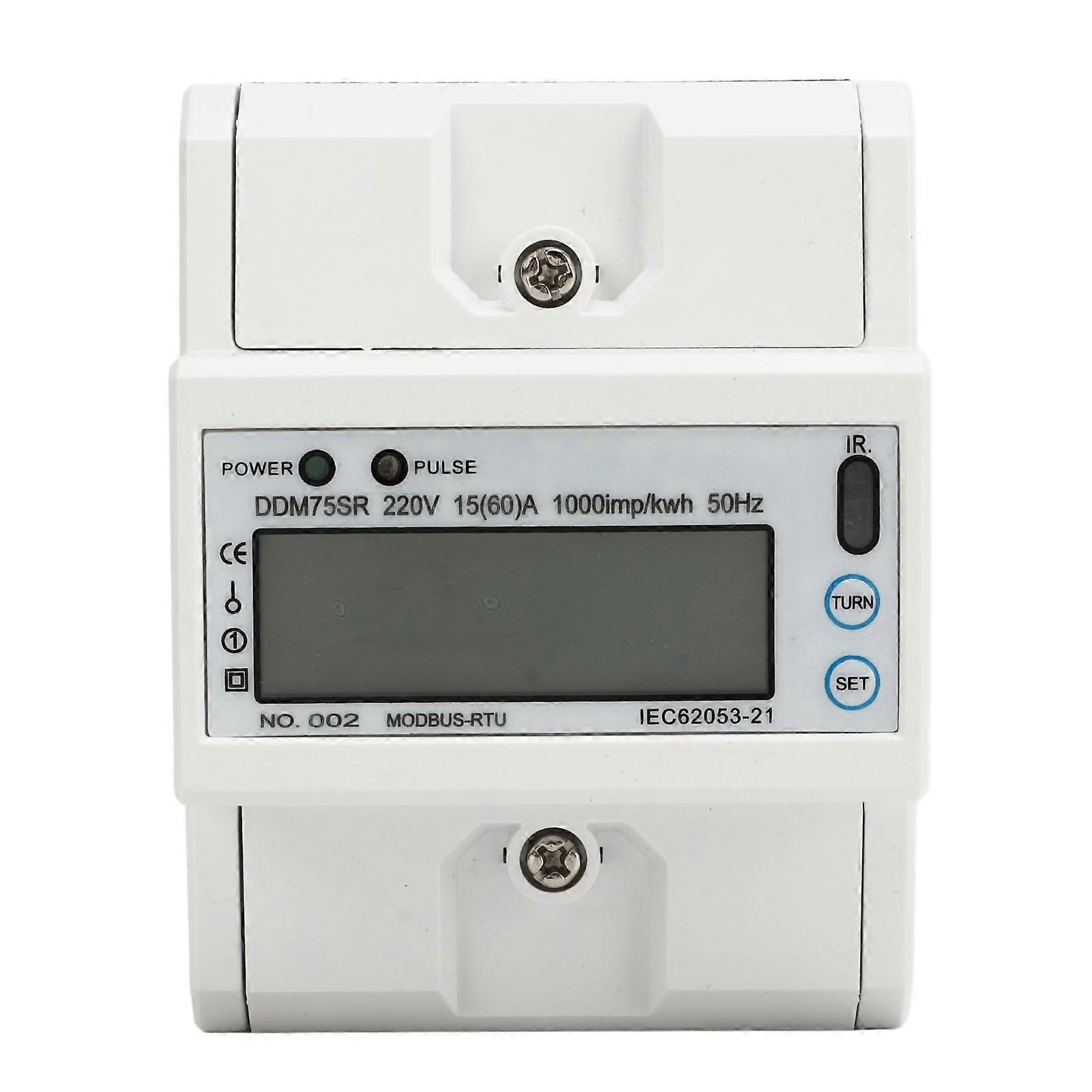 Digital Energy Meter Single Phase Electric LCD Kwh Wattmeter Power Consumption Tester 4P RS485 Din Rail 15‑60A DC220V 