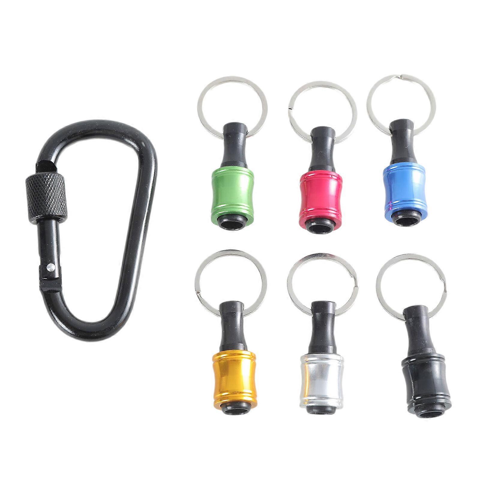 6Pcs Bit Holder Keychains Quick Release Portable Screwdriver Drill 1/4inch Easy Changes Hex Shank Tool Set for Driver Multicolor