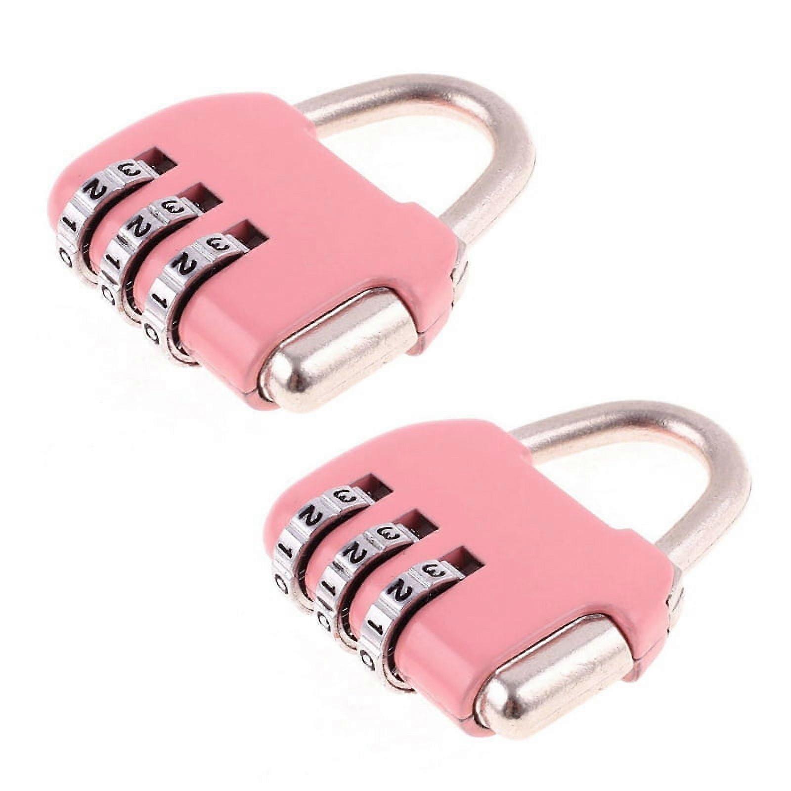 2X Luggage Box Resettable Combination Lock Padlock 3 Digit Number Pink