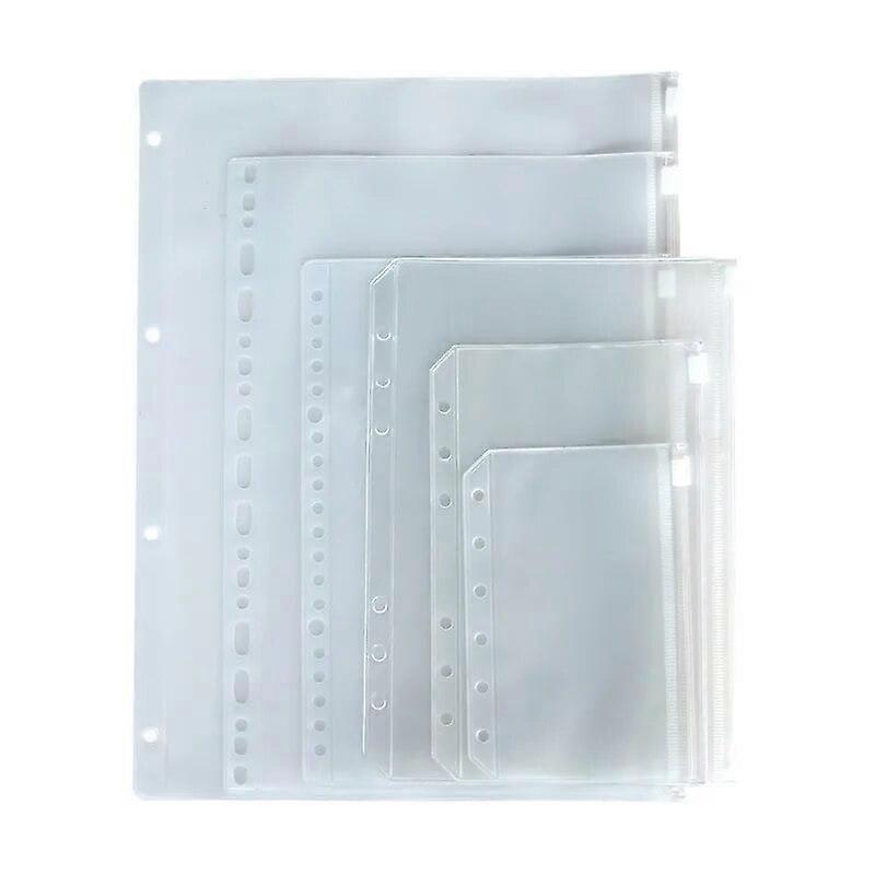 A4 A5 A6 A7 B5 6Hole Binder Pocket Waterproof PVC Cash Budget Envelopes Zipper Binder Pouch for Notebook Planner Journey Binders 1pc A4 4Hole Clear