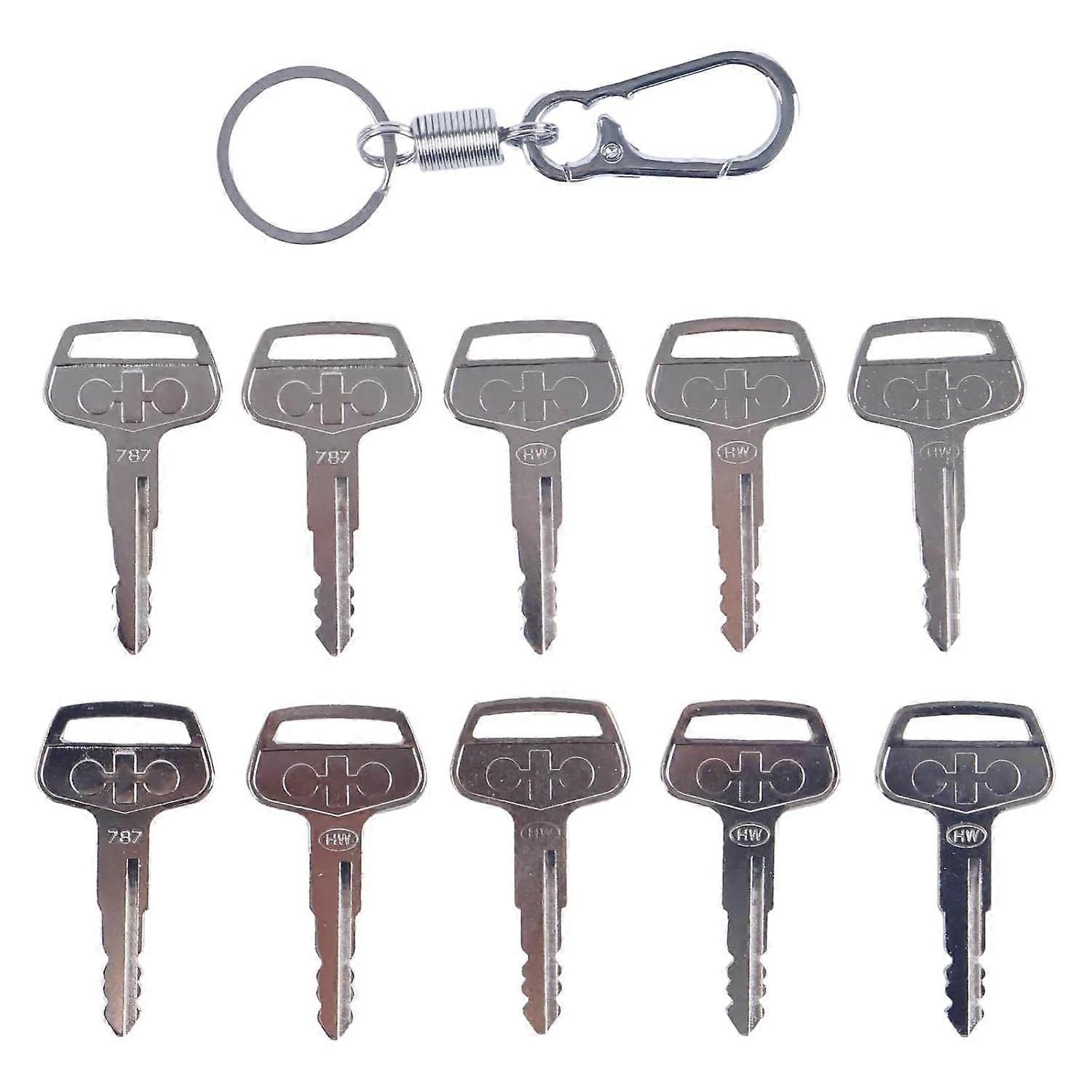 10X Ignition Keys 787 TR261434 with Keychain Compatible with Komatsu Excavator