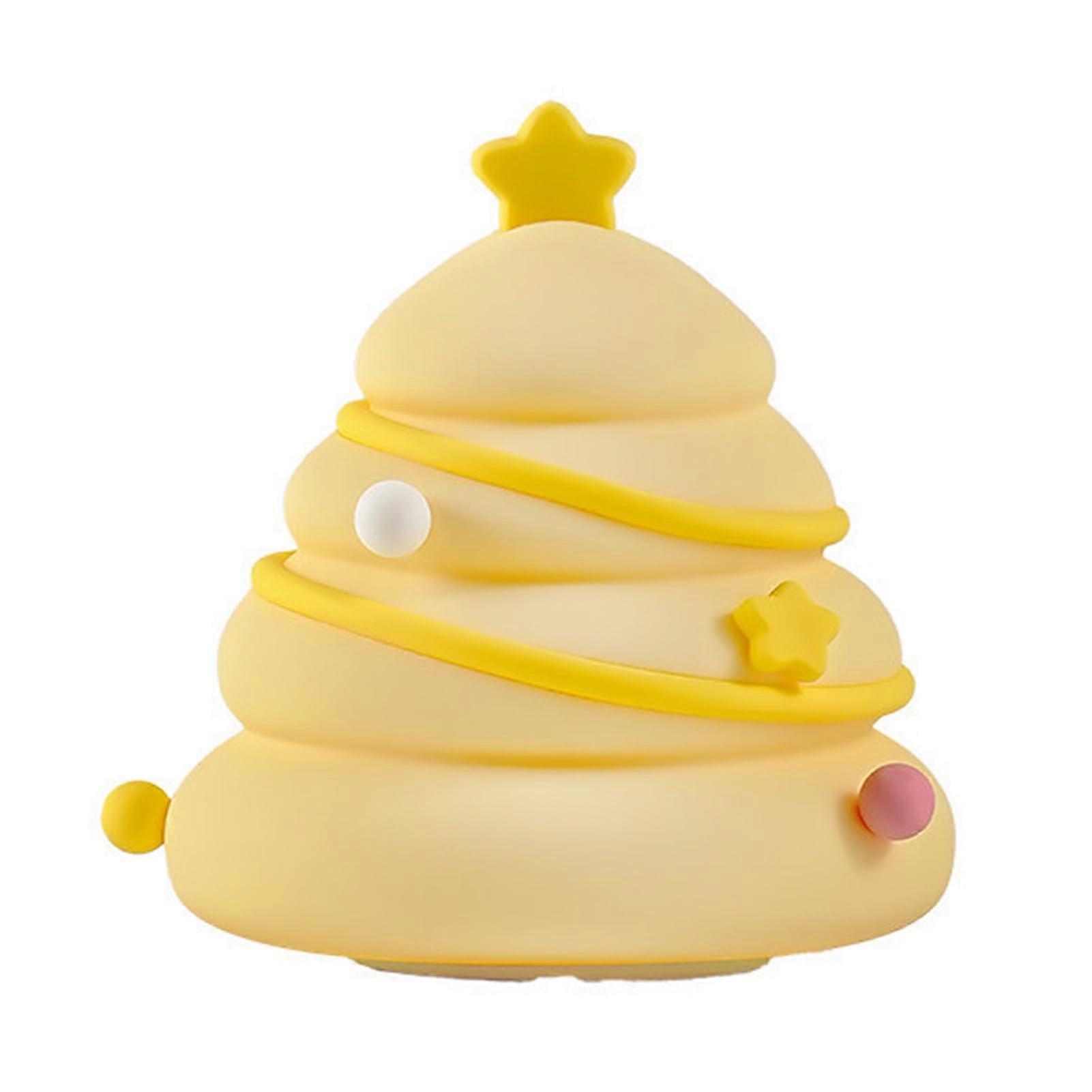 Timer Switch Christmas Tree Night Light LED Lamp Silicone Texture Warm Color Kids Room Lighting