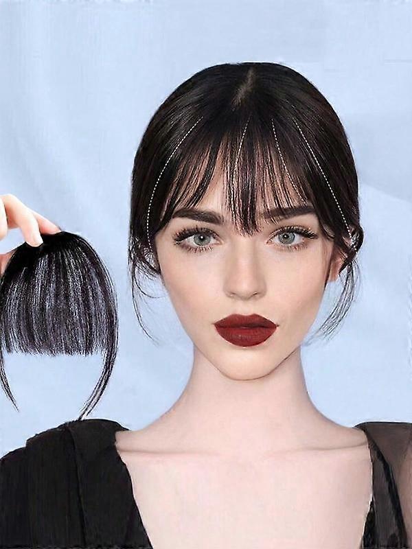 French Design Air Bangs Wig Hair Clip, Clip in Front Bangs with Sideburns, Natural Frontal Invisible Bangs Clip, Daily Use and Party Decorat