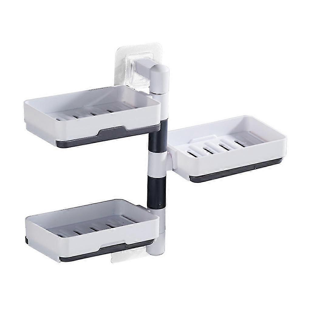 Soap Box Wall-Mounted Multilayer Drain Rack Detachable Rotatable Soap Holder Edition 1105