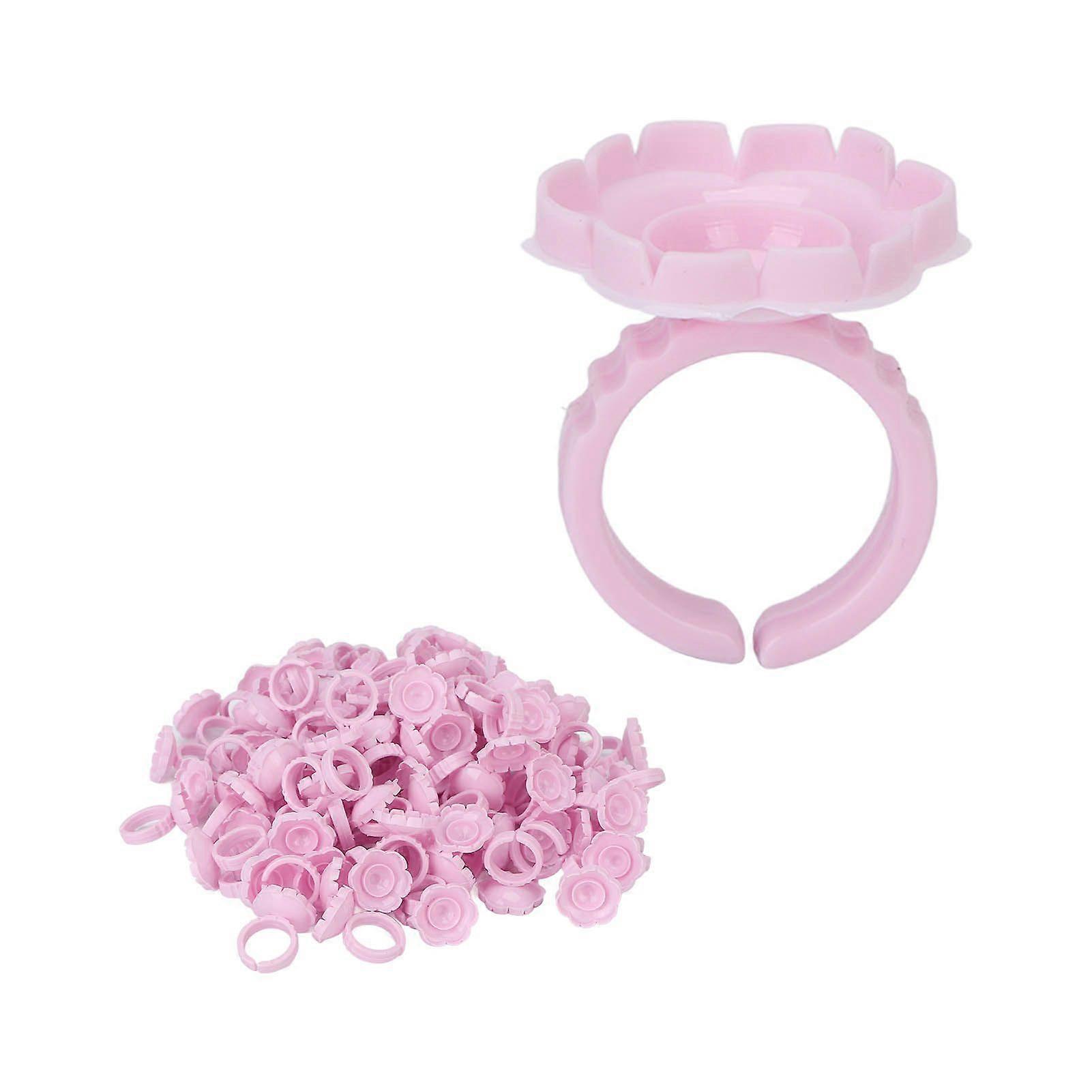 100pcs Flower Glue Rings Eyelash Lashes Extension Glue Cups Tool Holder for Eyelash ExtensionsPinkSH