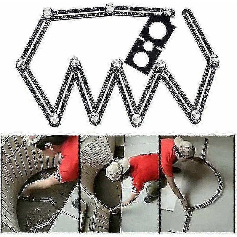 Multi-Angle Measuring Tool - Aluminum Alloy Tile Tool with Hole - Black