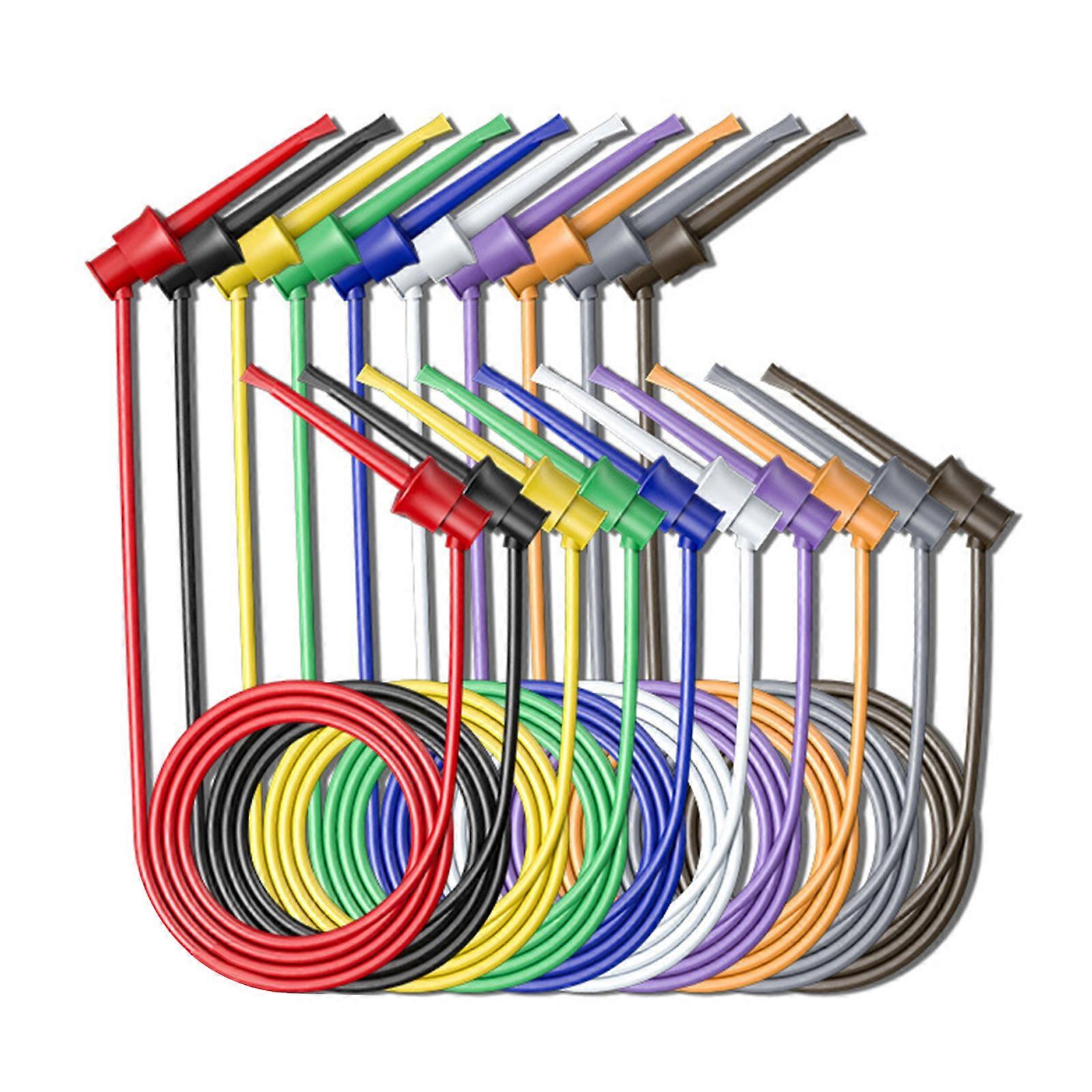 Premium Copper Conductors Test Leads with 10 Color Coded PVC Coating and 1M Flexible Cable Electronic Testing Multicolor