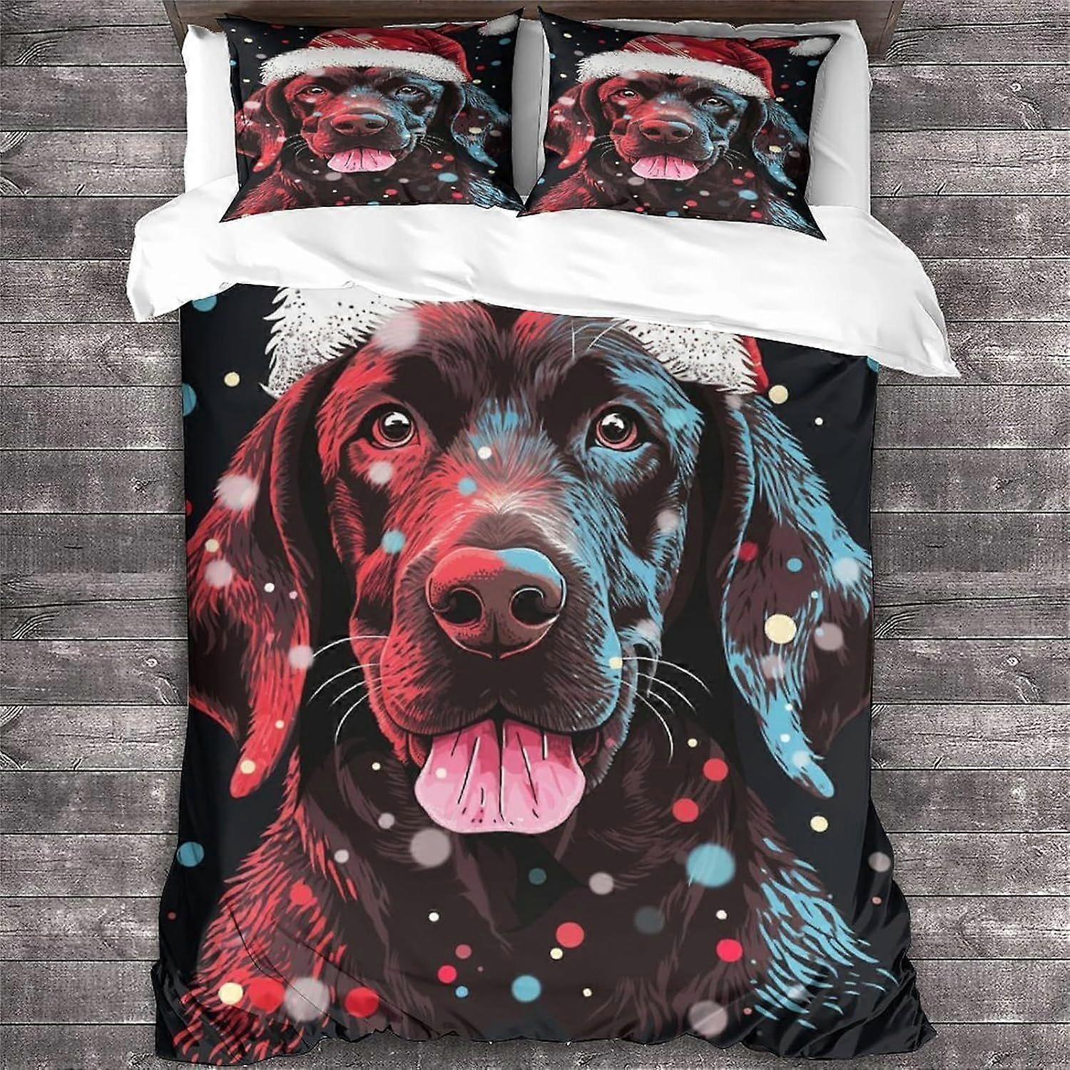 LikeEj الفراش غطاء لحاف 3D عيد الميلاد المطبوعة لحاف غطاء لحاف مع سحاب الإغلاق، الفراش مزدوج