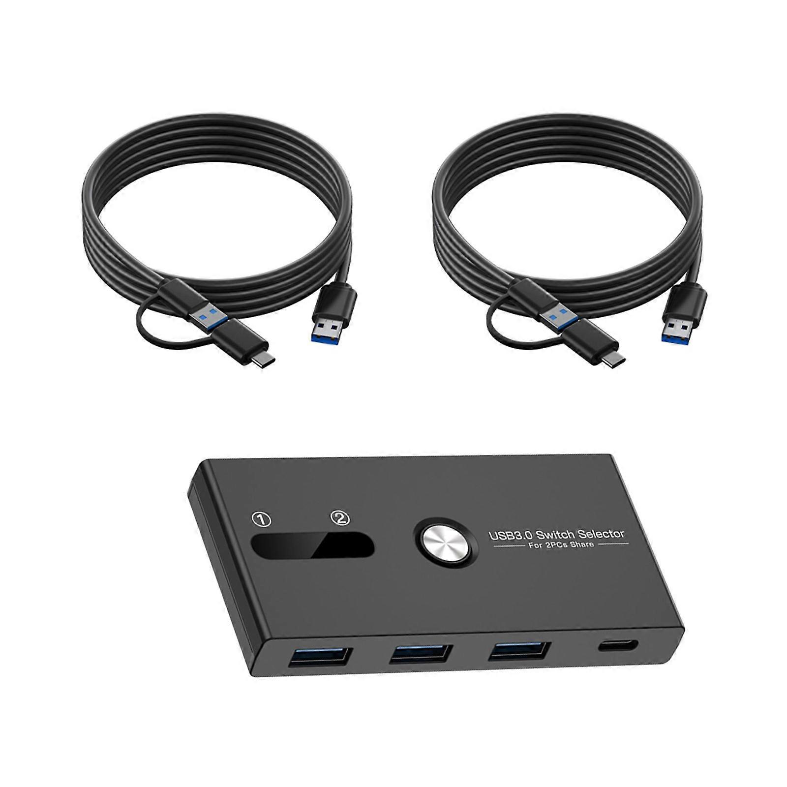 Efficient USB C And USB 3.0 KVM Switcher For Managing Multiple Devices Across Two Computers Without Cable Hassles Multicolor