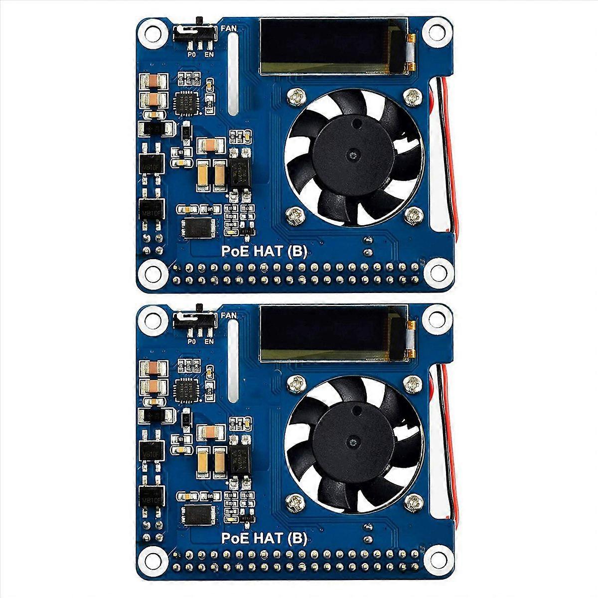 2X Power Over Ethernet HAT Support 802.3Af PoE Network Expansion Board with OLED for Model B