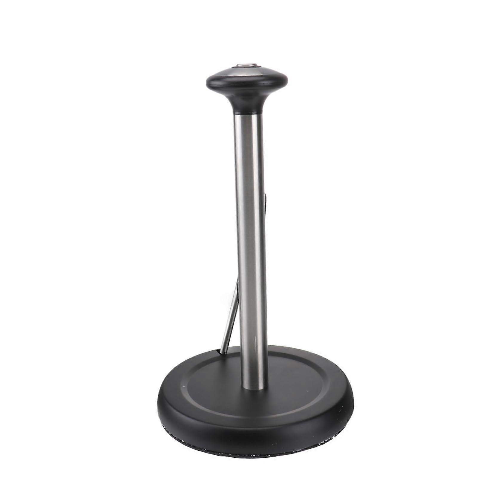 Black Stainless Steel Vertical Paper Towel Holder RustResistant SpaceSaving Stand for Kitchen